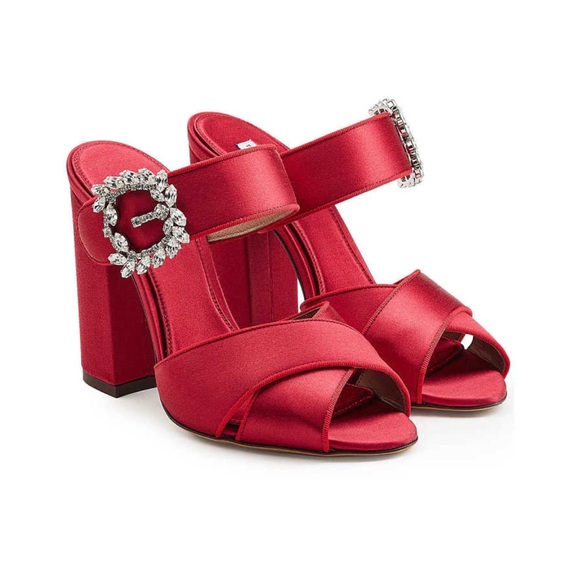 Gorgeous Tabitha Simmons Red Satin Reyner sandals in size 37/7 - Picture 2 of 6